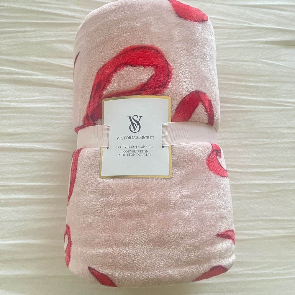 Victoria's Secret Pink and Red Plush Blanket
